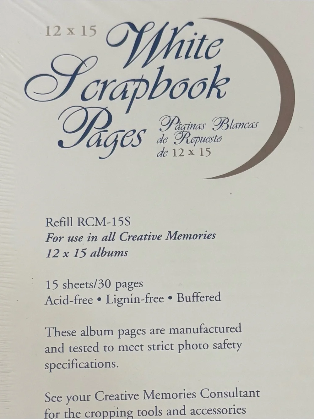 Creative Memories 12X15 White Scrapbook Pages